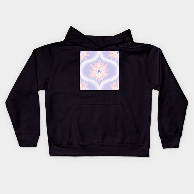 candy and periwinkle lotus flower ogee pattern Kids Hoodie by colorofmagic